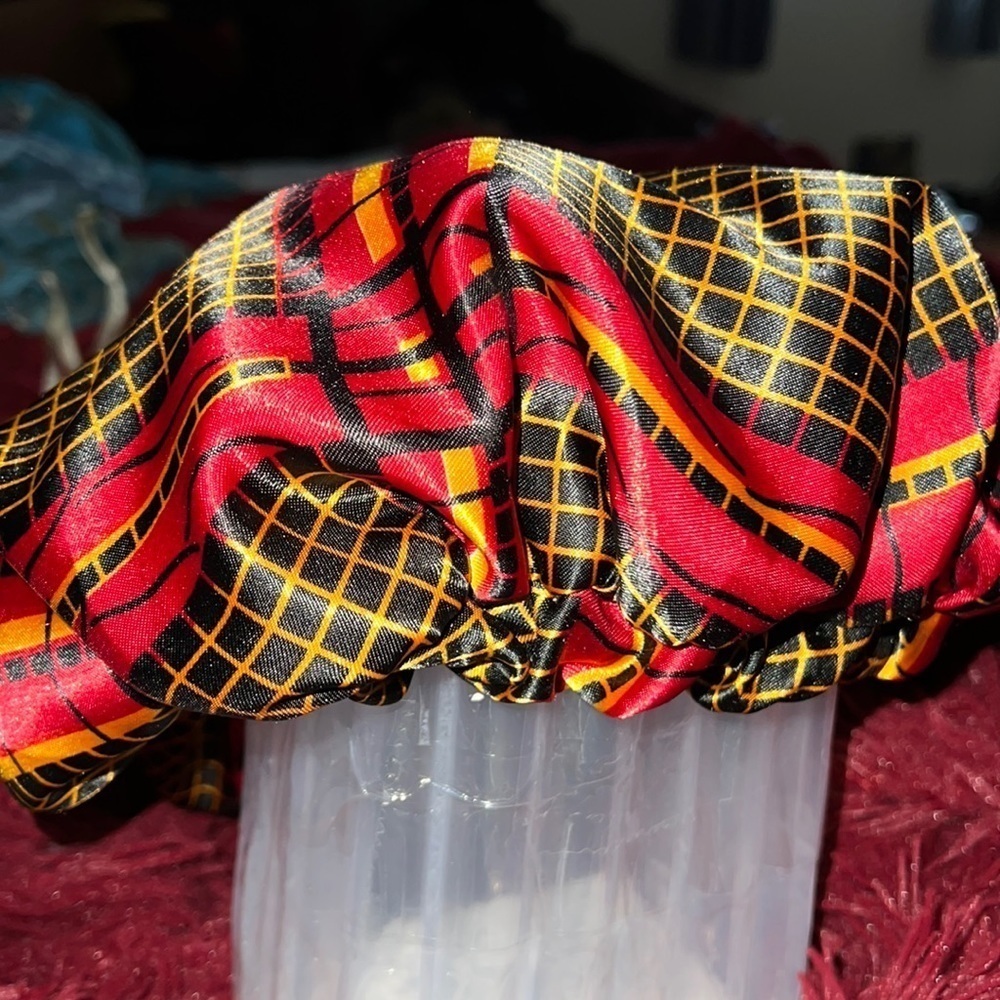 African printed satin lined hair  bonnet